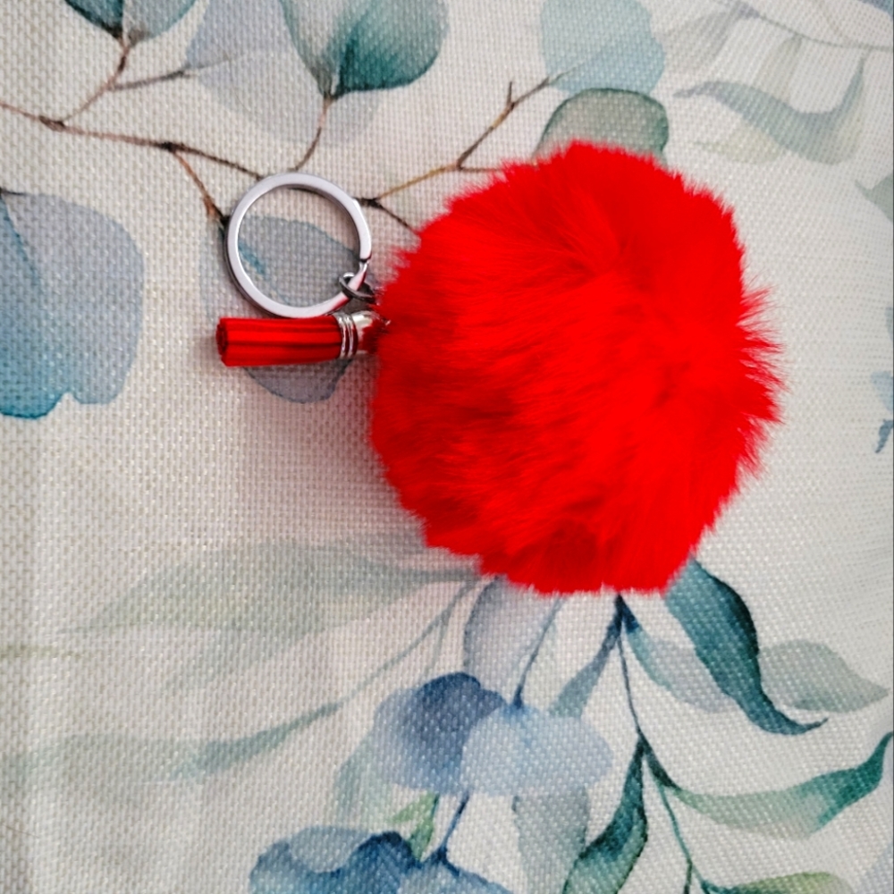Red poof keychain